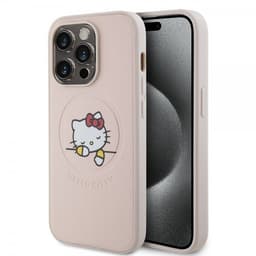 Hello Kitty iPhone 15 Pro Cover Debossed Logo MagSafe Lyserød