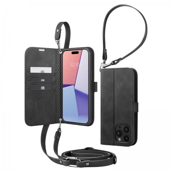 Spigen iPhone 15 Pro Etui Wallet S Pro Svart