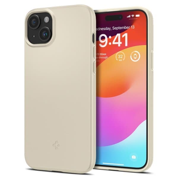 Spigen iPhone 15 Deksel Thin Fit Mute Beige