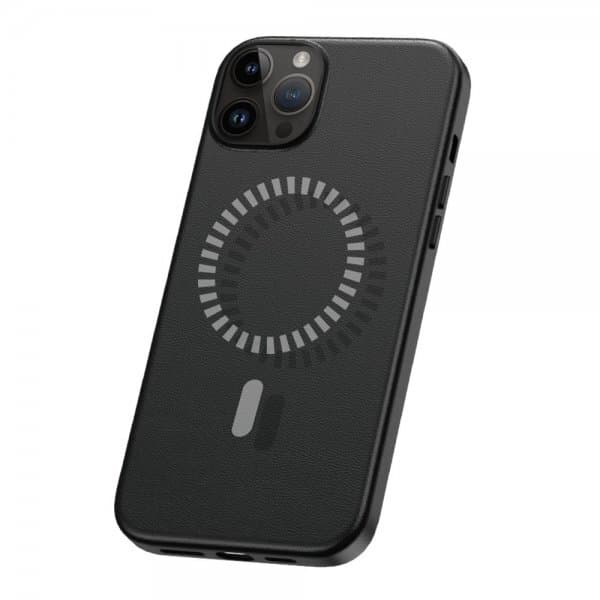 Baseus iPhone 15 Pro Max Deksel Fauxther Series MagSafe Svart