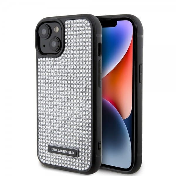 Karl Lagerfeld iPhone 15 Skal Rhinestone Silver