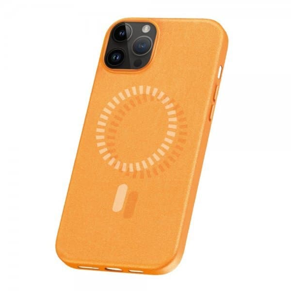Baseus iPhone 15 Pro Max Deksel Fauxther Series MagSafe Oransje