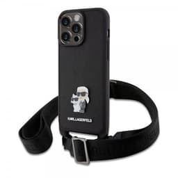 Karl Lagerfeld iPhone 15 Pro Max Kuori Saffiano Karl & Choupette Crossbody Musta