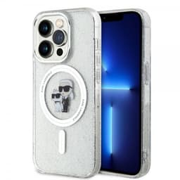 Karl Lagerfeld iPhone 15 Pro Skal Karl & Choupette Glitter MagSafe Transparent