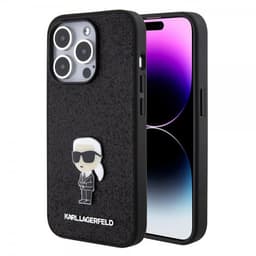 Karl Lagerfeld iPhone 15 Pro Kuori Fixed Glitter Musta