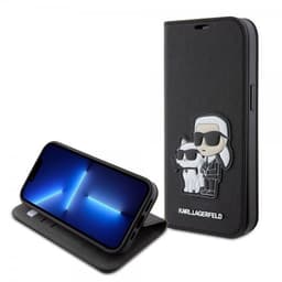 Karl Lagerfeld iPhone 15 Kotelo NFT Karl & Choupette Patch Saffiano Musta