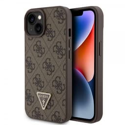 Guess iPhone 15 Cover 4G Metal Triangle Strass Brun