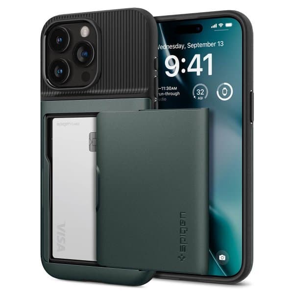Spigen iPhone 15 Pro Max Deksel Slim Armor CS Abyss Green