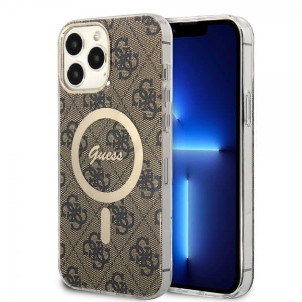 Guess iPhone 13 Pro Max Cover 4G Pattern MagSafe Brun
