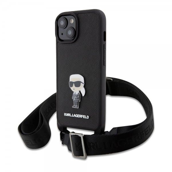 Karl Lagerfeld iPhone 15 Plus Deksel Saffiano Crossbody Svart