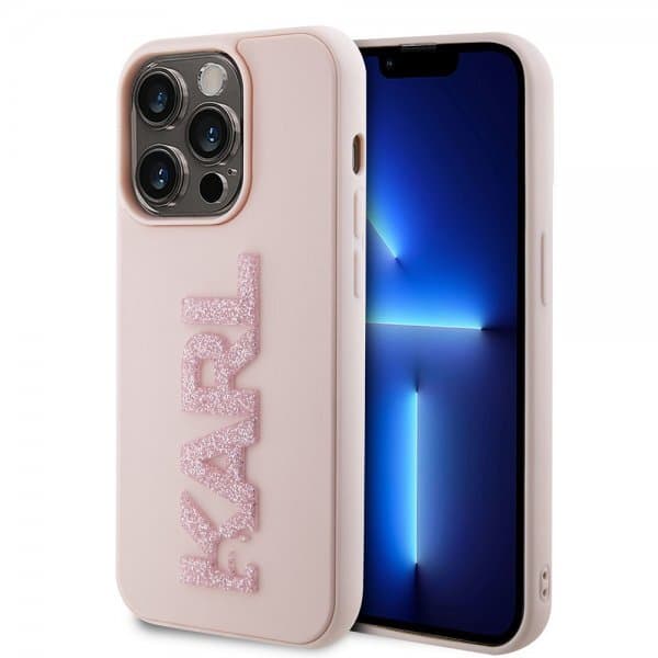 Karl Lagerfeld iPhone 15 Pro Cover 3D Rubber Karl Lyserød