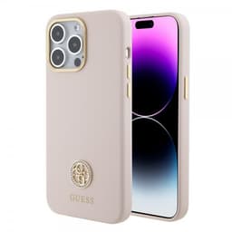 Guess iPhone 15 Pro Max Kuori Liquid Silicone Metal Logo Vaaleanpunainen