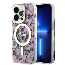 Guess iPhone 14 Pro Skal Flower MagSafe Rosa