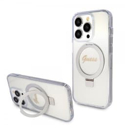 Guess iPhone 15 Pro Max Skal Ring Stand Glitter MagSafe Transparent