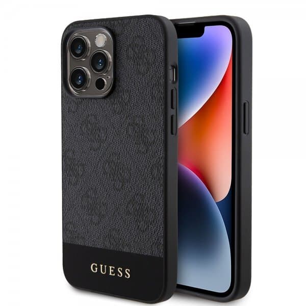 Guess iPhone 15 Pro Skal Bottom Stripe MagSafe Svart