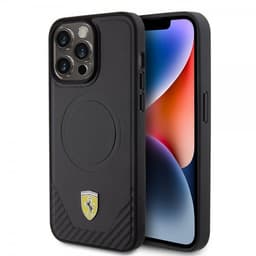 Ferrari iPhone 15 Pro Max Skal Carbon PU Leather MagSafe Svart