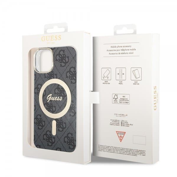 Guess iPhone 15 Skal 4G Pattern MagSafe Svart