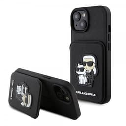 Karl Lagerfeld iPhone 15 Deksel Saffiano Card Slots & Stand Svart
