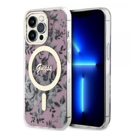 Guess iPhone 13 Pro Kuori Flower MagSafe Vaaleanpunainen
