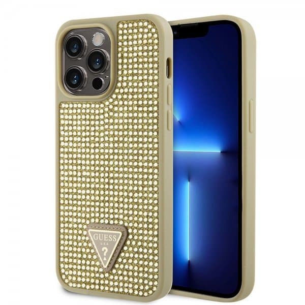 Guess iPhone 15 Pro Max Deksel Rhinestone Gull