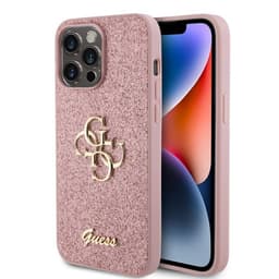 Guess iPhone 15 Pro Max Cover Fixed Glitter Lyserød