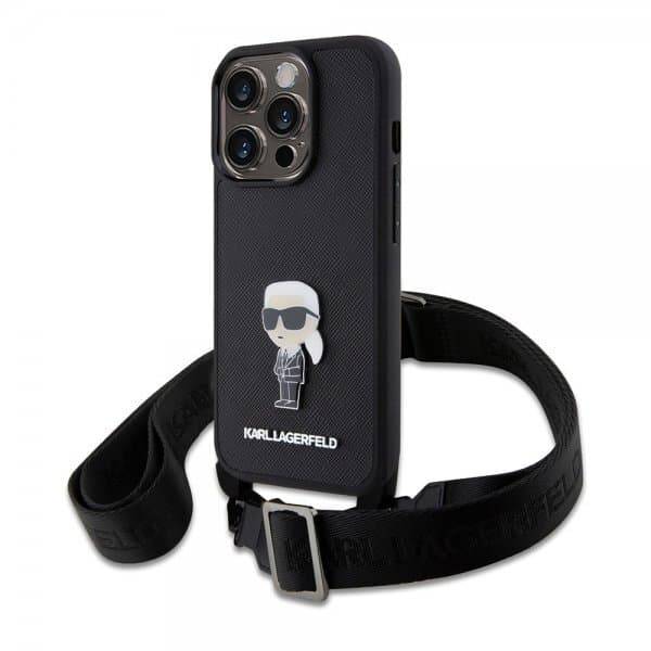 Karl Lagerfeld iPhone 15 Pro Deksel Saffiano Crossbody Svart