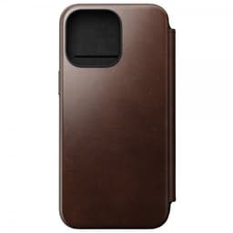 NOMAD iPhone 15 Pro Max Kotelo Modern Leather Folio Horween Rustic Brown