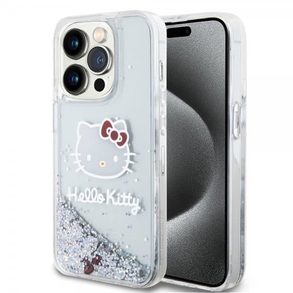 Hello Kitty iPhone 15 Pro Skal Liquid Glitter Translucent