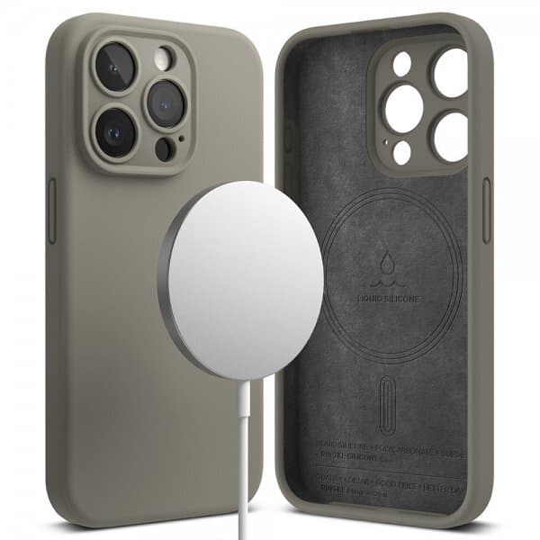 Ringke iPhone 15 Pro Skal Silicone Magnetic Grå