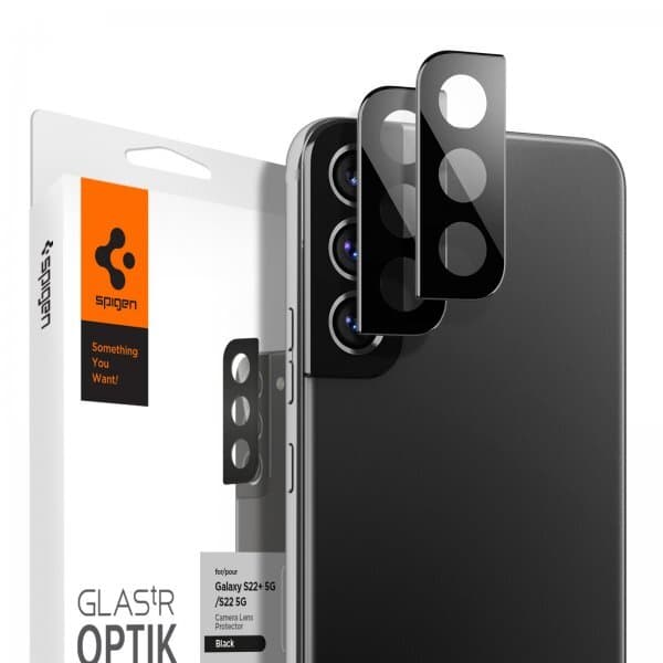 Spigen Samsung Galaxy S22/Galaxy S22 Plus Kameran linssinsuojus Glas.tR Optik 2-Pakkaus Musta
