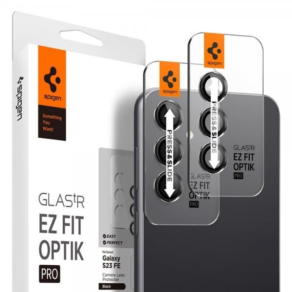 Spigen Samsung Galaxy S23 FE Linsebeskyttelse Glas.tR EZ Fit Optik 2-pakning Svart