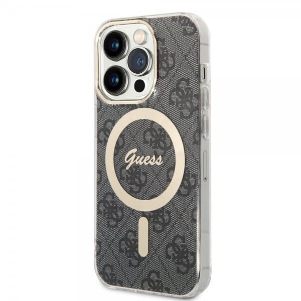 Guess iPhone 15 Pro Deksel 4G Pattern MagSafe Svart