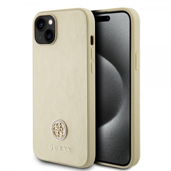 Guess iPhone 15 Deksel Metal Logo Strass Gull