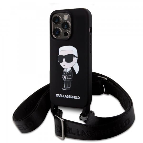 Karl Lagerfeld iPhone 15 Deksel Ikonik Crossbody Svart