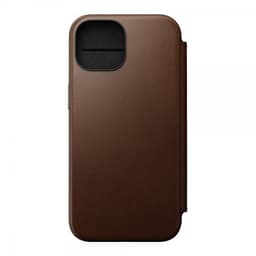 NOMAD iPhone 15 Etui Modern Leather Folio Brun