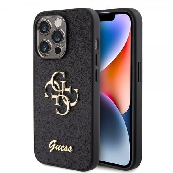 Guess iPhone 15 Pro Deksel Fixed Glitter Svart
