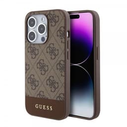 Guess iPhone 15 Pro Deksel Bottom Stripe MagSafe Brun