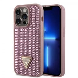 Guess iPhone 15 Pro Cover Rhinestone Lyserød