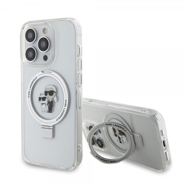 Karl Lagerfeld iPhone 15 Pro Max Skal Ring Stand MagSafe Vit