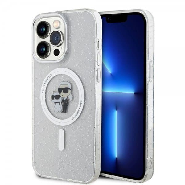 Karl Lagerfeld iPhone 15 Pro Max Skal Karl & Choupette Glitter MagSafe