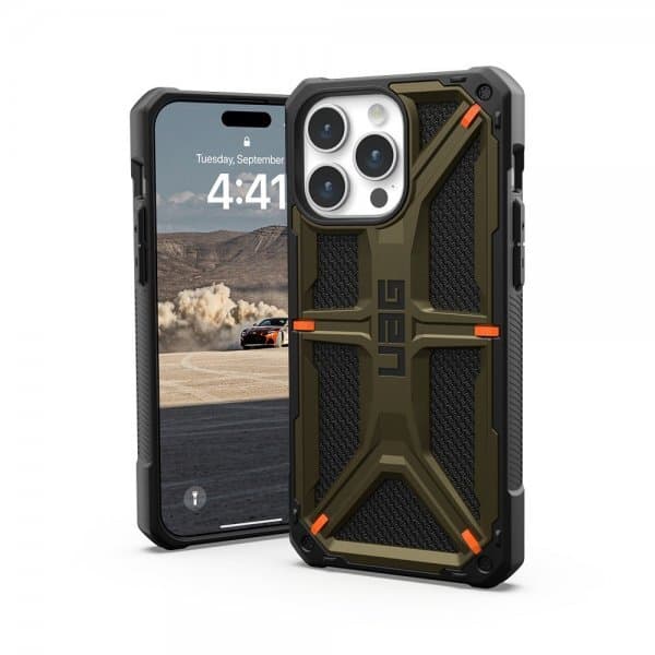 Urban Armor Gear (UAG) iPhone 15 Pro Max Skal Monarch Kevlar Element Green