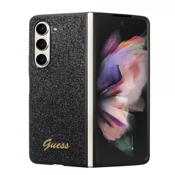 Guess Samsung Galaxy Z Fold 5 Skal Glitter Flakes Metal Logo Svart
