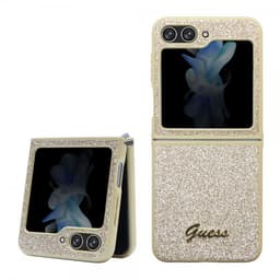 Guess Samsung Galaxy Z Flip 5 Kuori Glitter Flakes Metal Logo Kulta