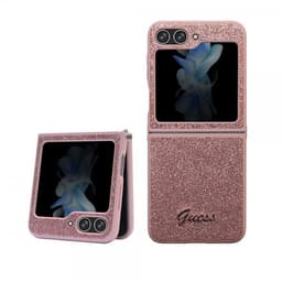 Guess Samsung Galaxy Z Flip 5 Cover Glitter Flakes Metal Logo Lyserød