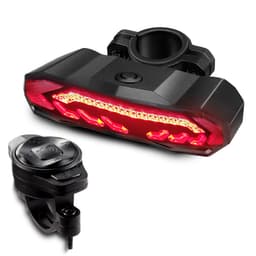 INF Cykelbaglygte med blink, bremselys og cykelalarm 110 dB Sort