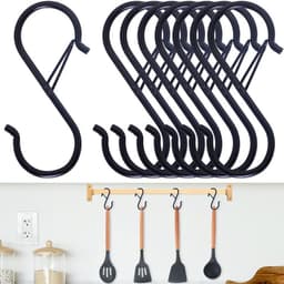 S-formade hängkrokar gardinkrokar anti-dropp design 12-pack Sort