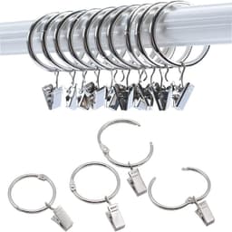Öppningsbara gardinringar med klämmor gardinhängare 20-pack Silver 50