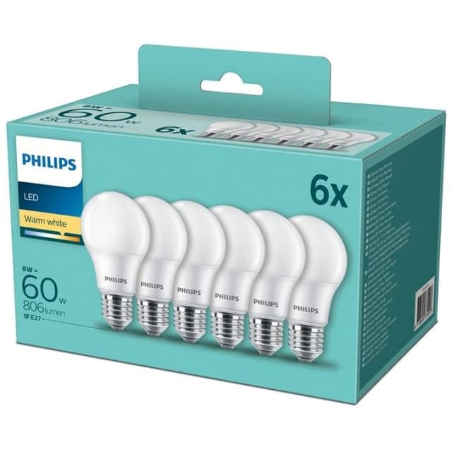 6-pack LED E27 Normal Frost 60