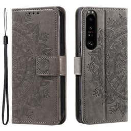 SKALO Sony Xperia 1 V Mandala lompakkokotelo - Harmaa