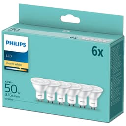 6 kpl LED GU10 50W 345lm Lämmin valkoinen